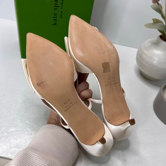 Kate Spade Marseille Kitten Heels Slingback Ivory Bridal Women's 9.5B - Picture 9 of 11